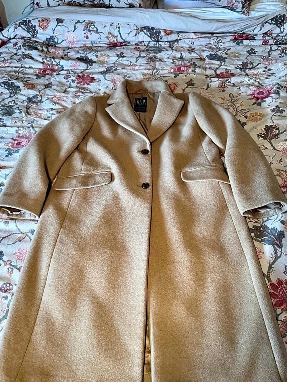 Gap Recycled Wool Blend Topcoat Tan Size L